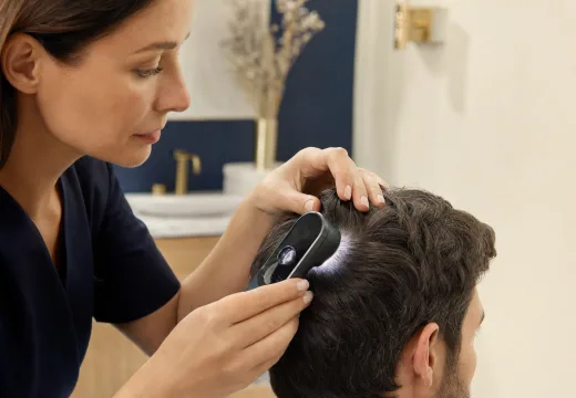Detailaufnahme zur Analyse für FUE Haartransplantation